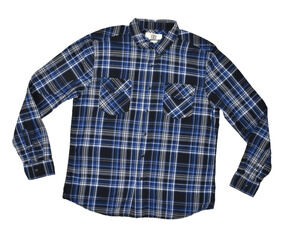 Roebuck & Co. Men's Pearl Snap Shirt Regular Size L Blue Plaid Long Sleeve Weste